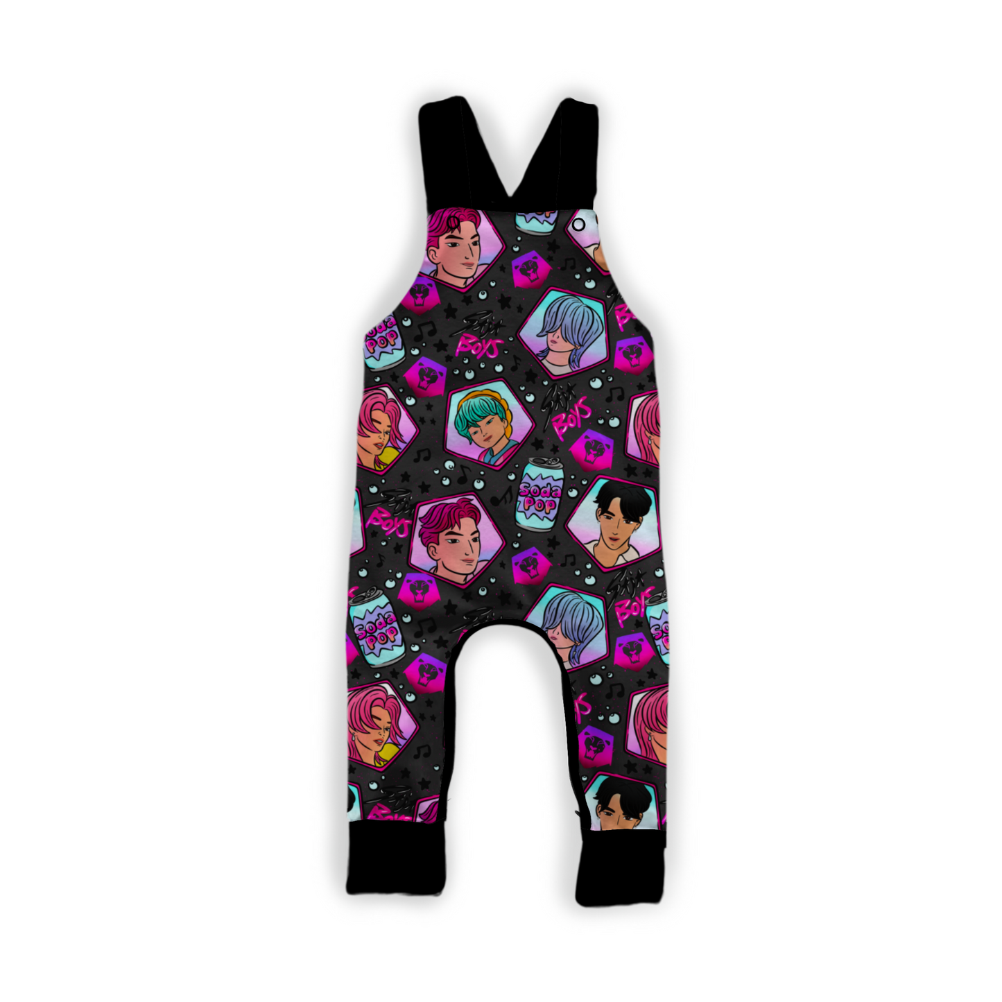 Ready to Ship -- Kids Soda Pop Demon Bamboo Daywear Overalls! Comfy + Modern Fit! Hipster! DEMON OVERALLS