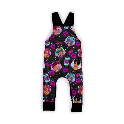 Ready to Ship -- Kids Soda Pop Demon Bamboo Daywear Overalls! Comfy + Modern Fit! Hipster! DEMON OVERALLS