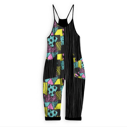 Kids+ Adult : Nightmare Dual Jack + Sally Duo Print BamBOO overalls! Halloween Duo