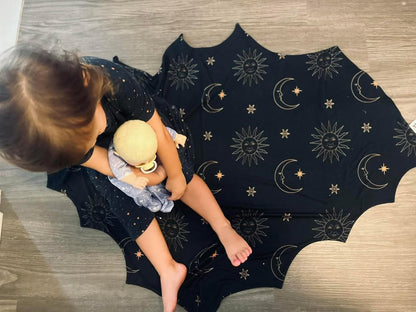 Retro Halloween Vintage Witch + Ghost + Vintage 80s TV Halloween - Quilted 2.5 Tog Bamboo Blanket! 3 Sizes! Bat Shaped Mini, Toddler, Adult!