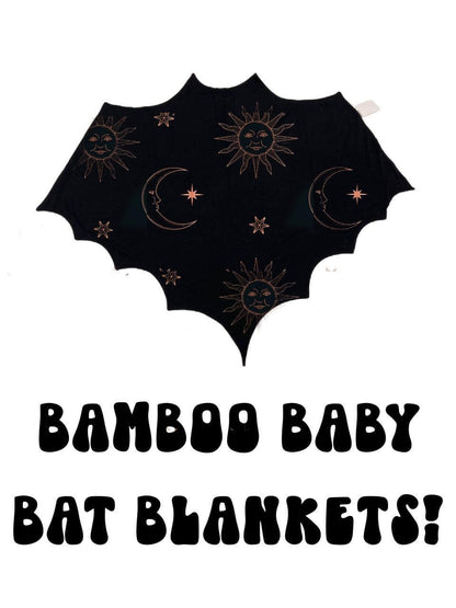 Retro Halloween Vintage Witch + Ghost + Vintage 80s TV Halloween - Quilted 2.5 Tog Bamboo Blanket! 3 Sizes! Bat Shaped Mini, Toddler, Adult!