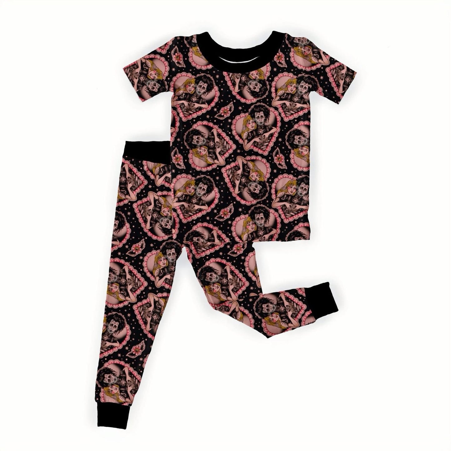 Ready to ship- Edward + Kim Spooky Couples coquette Vintage Heart BamBOOO Two piece!