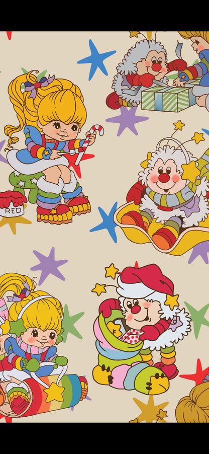 1980s Christmas Rainbow + Friends Vintage Babydoll Twirl Dress! Santas Sleigh!