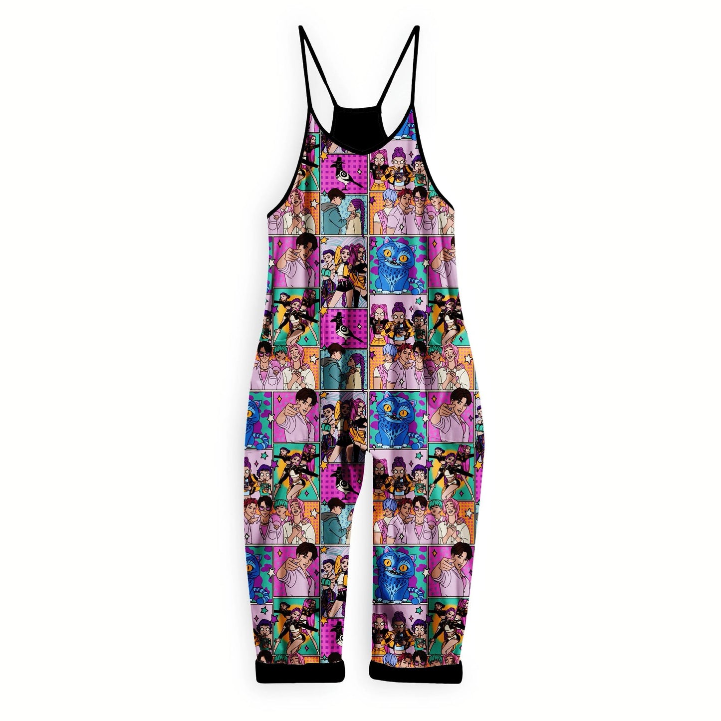 Ready to Ship -- Kids + Adult It's Kpop Hunter Girl Demon Bamboo Boho Overalls! Comfy + Flowy! HuntrixX KPOP PINK OVERALLS