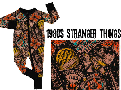 Ready to Ship -- Hellfires 80s Upside Down Stranger Zippie! Eleven, Show moments! NEW season! 80s STRANGE ZIP