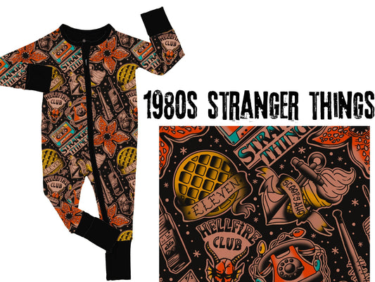 Ready to Ship -- Hellfires 80s Upside Down Stranger Zippie! Eleven, Show moments! NEW season! 80s STRANGE ZIP