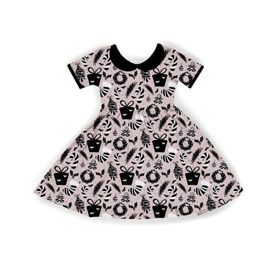 Adult + Kids Creepmas Spooky Christmas Bamboo Twirl Dress! Bats + Gingerdead Men + Creepy Stockings!