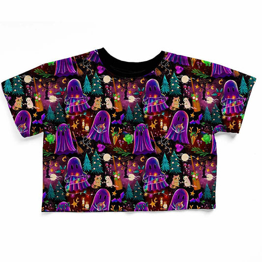 Adult + Kids Yule Oversized and Magical Boxy Shirt! Ghosties in Yule Forest! Holiday Magic!