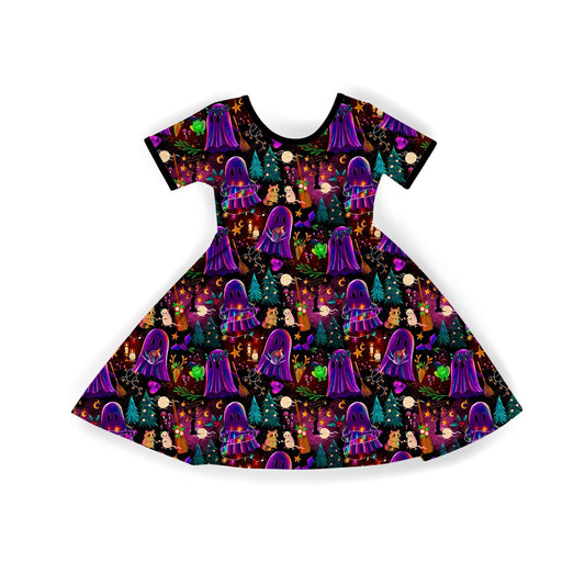 Adult + Kids Magical Yule be Making Spirits Bright Whimsical Holiday Bamboo Dress! Yule Forest + Ghosties + Forest Friends!