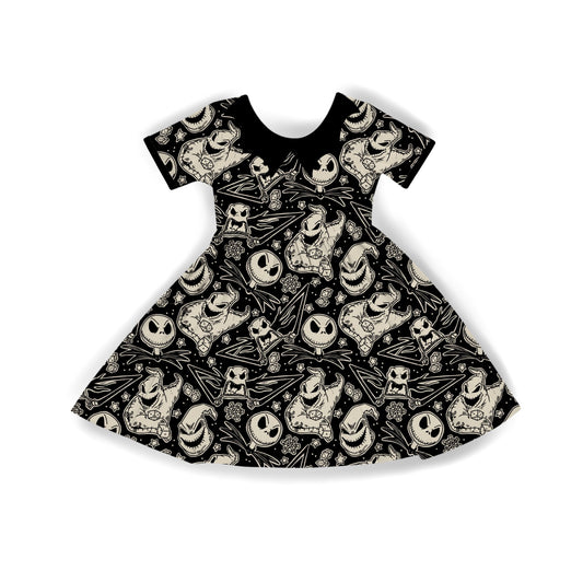 Adult + Kids Goth Nightmare Monochrome Spooky Christmas Dress! Bat Collar!