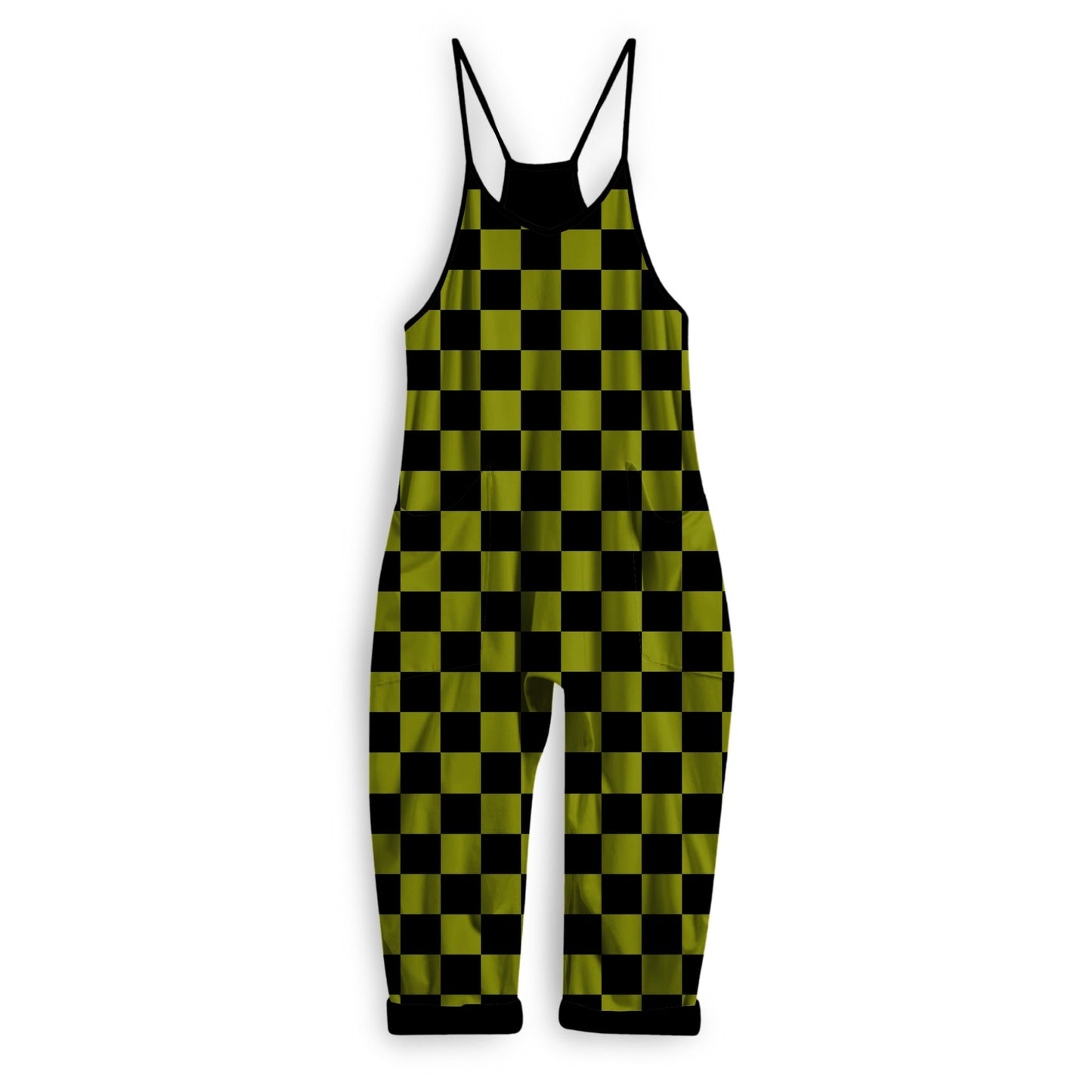 Ready To Ship -- Kids + Adult Oogs Grunge Green Check Spooky Christmas Bamboo Overalls! Pair with Nightmare Boxy! GREEN CHECK