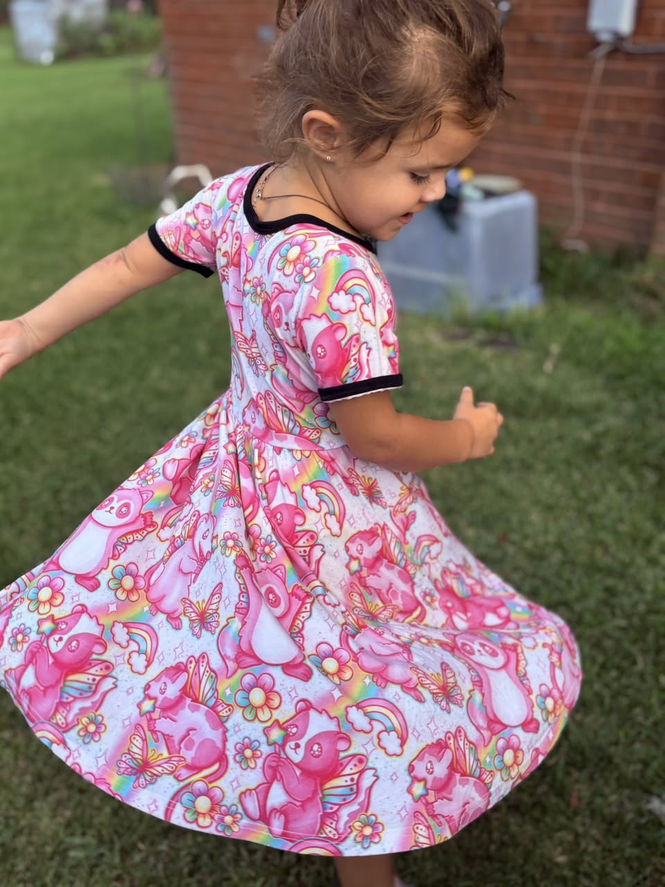Ready to ship -Fairy Wildlife Friends Pastel Besties Bamboo Twirl Dress! Raccoon Possum!