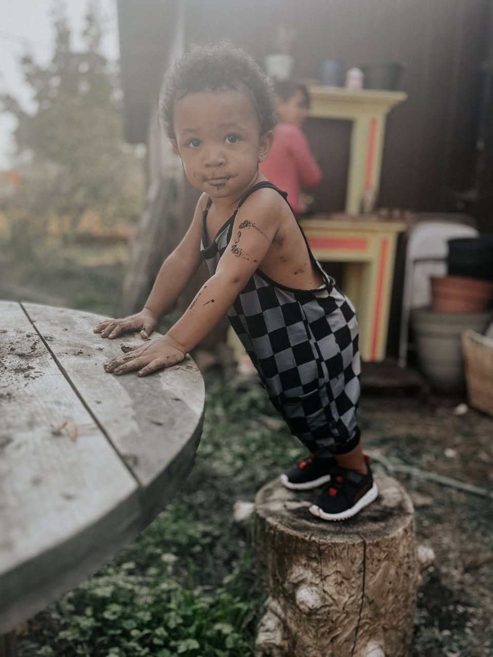 Ready to Ship Kids + Adult: Gray + Black Check Bamboo Slouchy Overalls! Adjustable Straps!