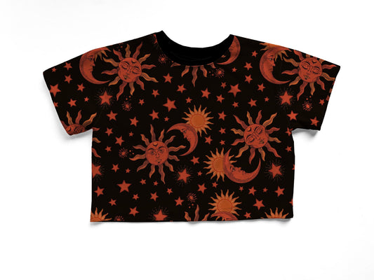 Kids + Adult-- Always wanted to be a 90s Witch Sabrina Vintage 90s Moon + Sun Boxy Shirt! Not cropped!