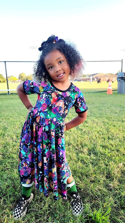 Ready to ship - The Most Magical of Princesses Spooky Floral Twirl Dress! Mouse Favs