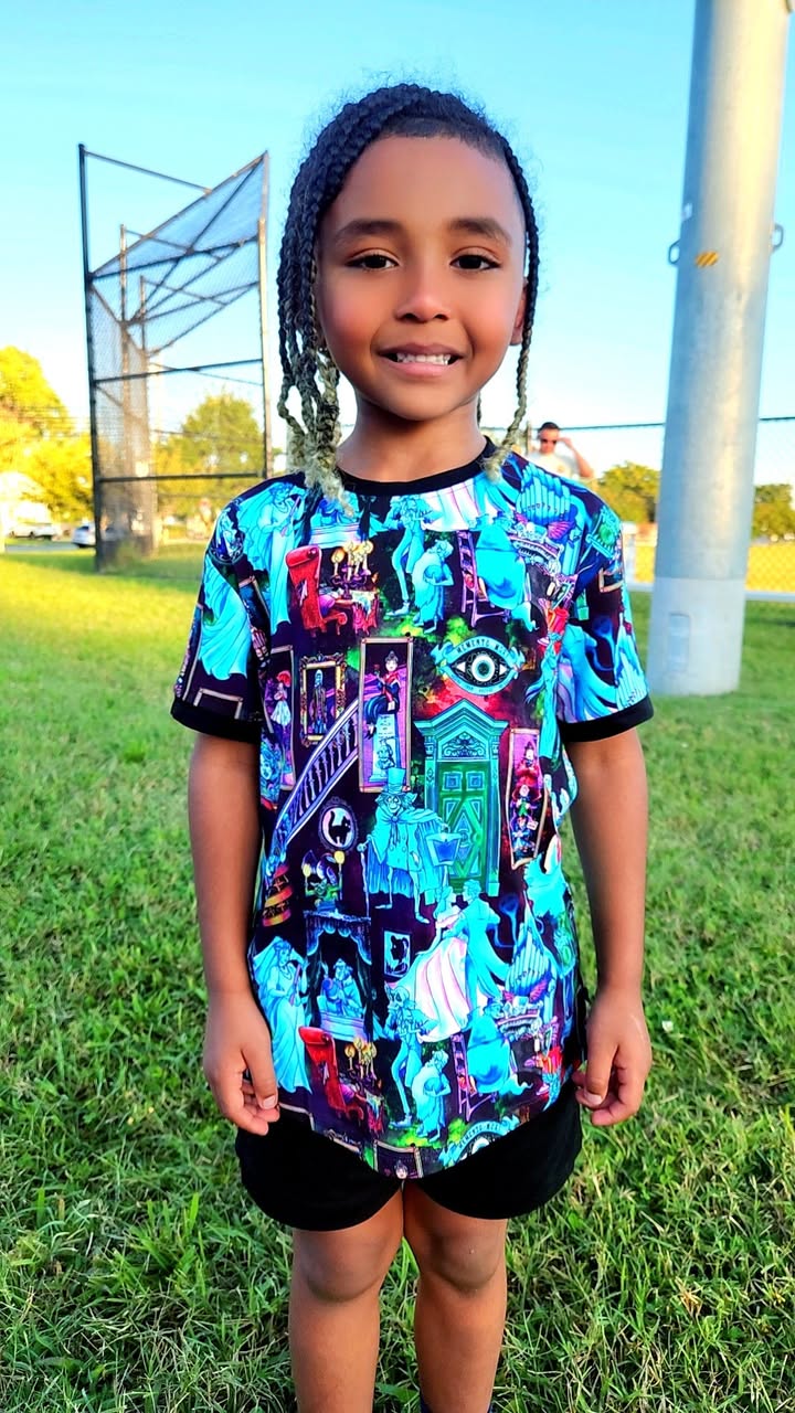 Ready to ship - All the Magical Ghosts of the Mansion Bamboo Tshirt and Shorts Set! Halloween! Spooky!