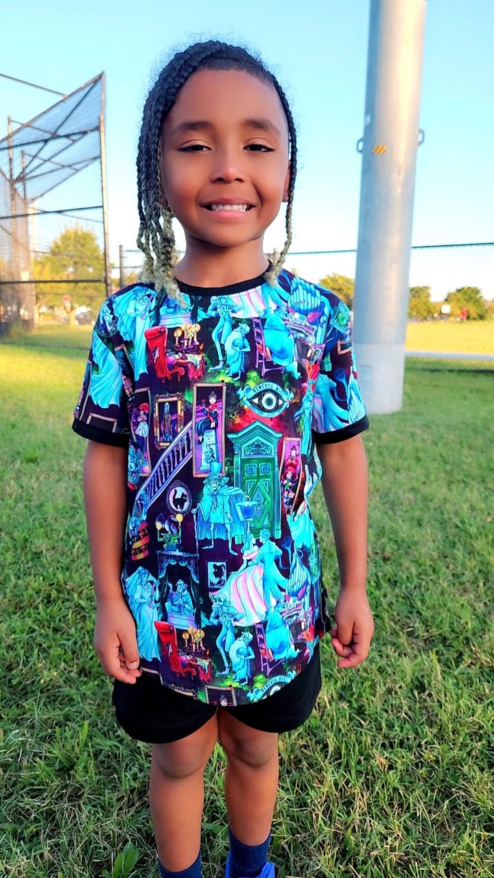 Ready to ship - All the Magical Ghosts of the Mansion Bamboo Tshirt and Shorts Set! Halloween! Spooky!