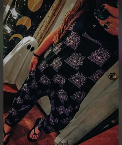 Ready to ship - Adult The Camping Forest Cryptids Overalls! Bigfoot, Nessie!