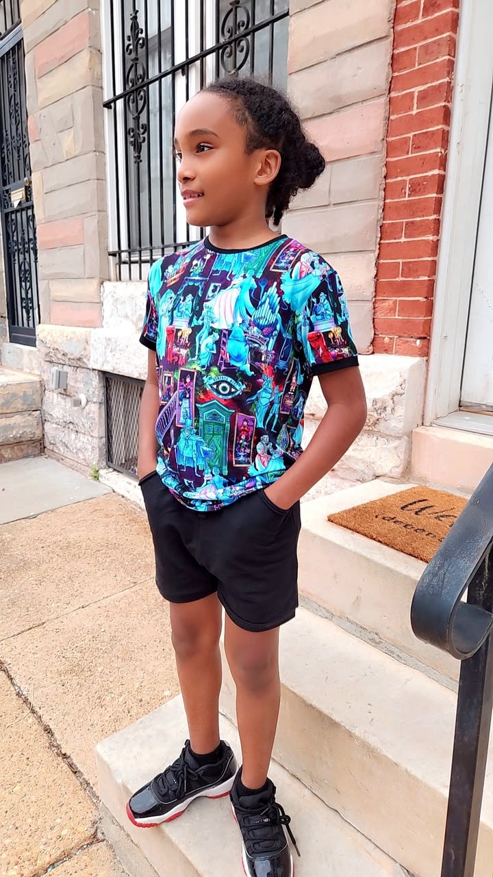 Ready to ship - All the Magical Ghosts of the Mansion Bamboo Tshirt and Shorts Set! Halloween! Spooky!