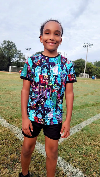 Ready to ship - All the Magical Ghosts of the Mansion Bamboo Tshirt and Shorts Set! Halloween! Spooky!