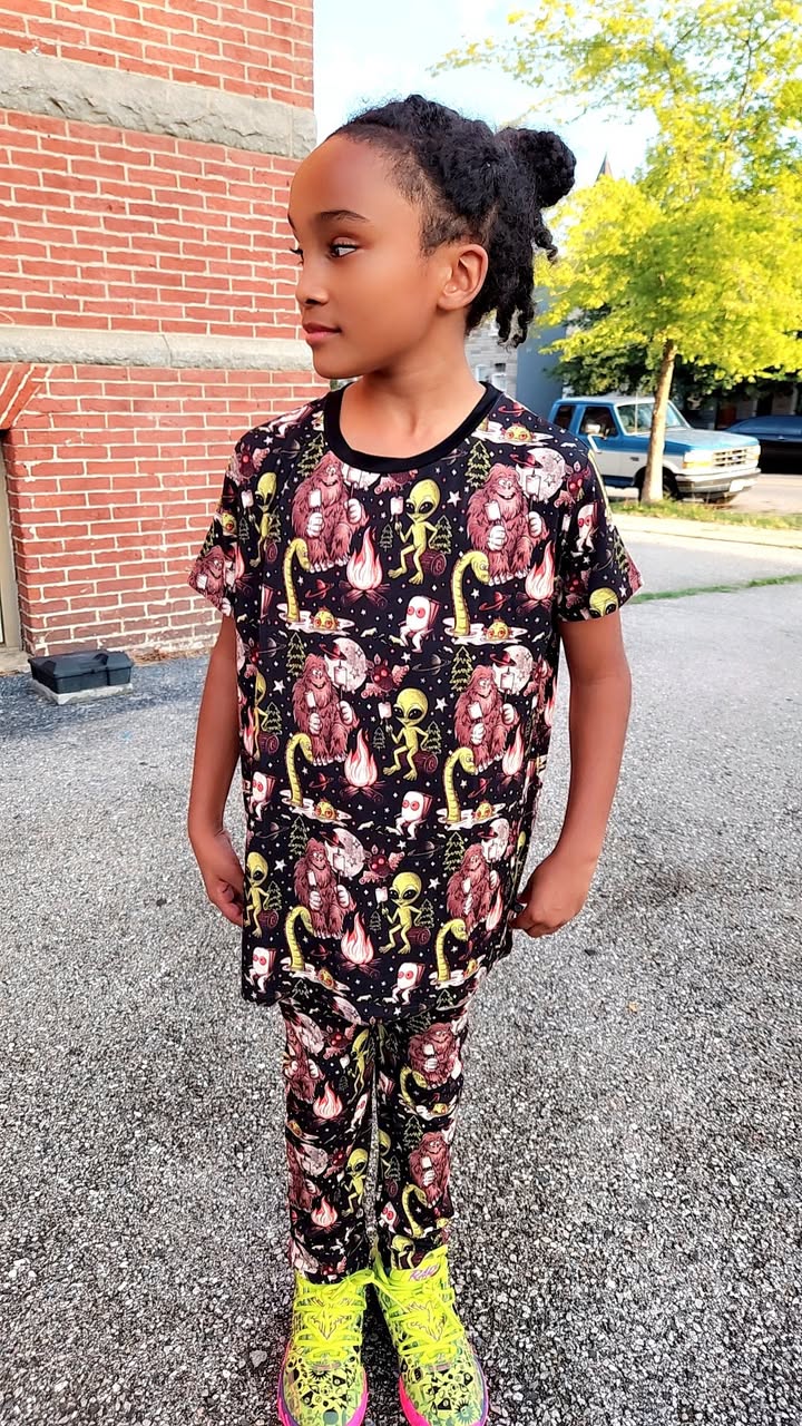 Ready to ship - New Jogger + Shirt Set! Bigfoot + Nessie Camping Cryptids Tshirt + Two Piece set!