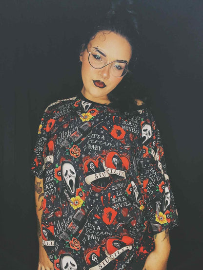 Ready to ship - KIDS SCREAM + Do you like Scary Movies Long Boxy Tshirt! Adult + Kiddos! STU + BILLY! Spooky Halloween!