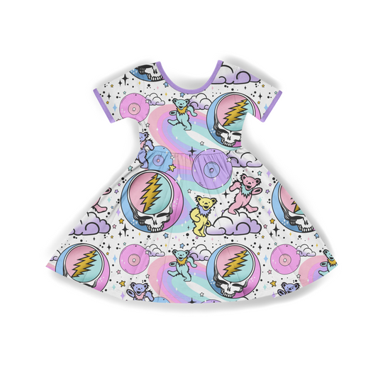 Kids + Adult-- What a Strange Trip Its been Dancing Bears 90s Jam Bamboo Terry Dress!