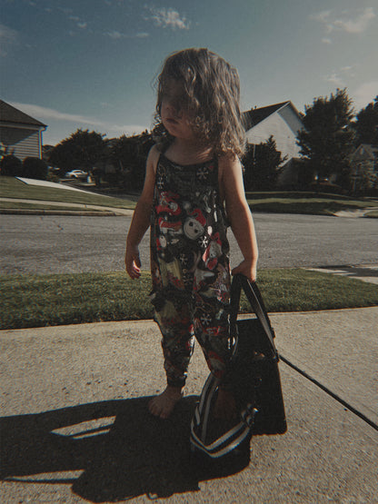 Ready To Ship -- Kids + Adult Oogs Grunge Green Check Spooky Christmas Bamboo Overalls! Pair with Nightmare Boxy! GREEN CHECK