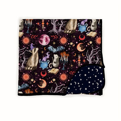 Ready to Ship! Reversible Starseed + Trash Coven Mythical Forest Bamboo Quilted Blanket! Or Just choose Starseed! Celestial + Witchy!