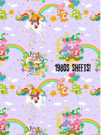 Kids + Adult- Magical 1980s Character Moment Sheet Lavender Pastel Babydoll Twirl! Unicorns, Smurfffs, Cute Bears!