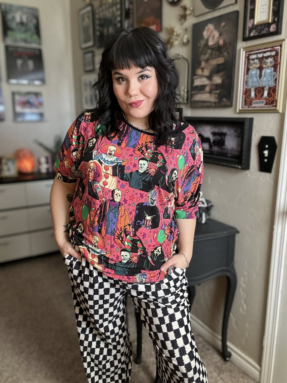 Adult--Magical Cream Cottagecore Spooky Spring Bamboo Boxy Shirt! Goth + Witchy Frogs, Skulls! Ostara Boxy