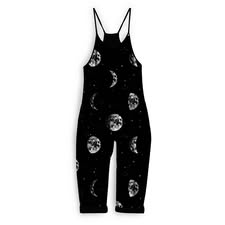 Kids + Adult:  Not Just a Phase mom! Moonphase Witchy Bamboo Black Monochrome Overalls! MOON
