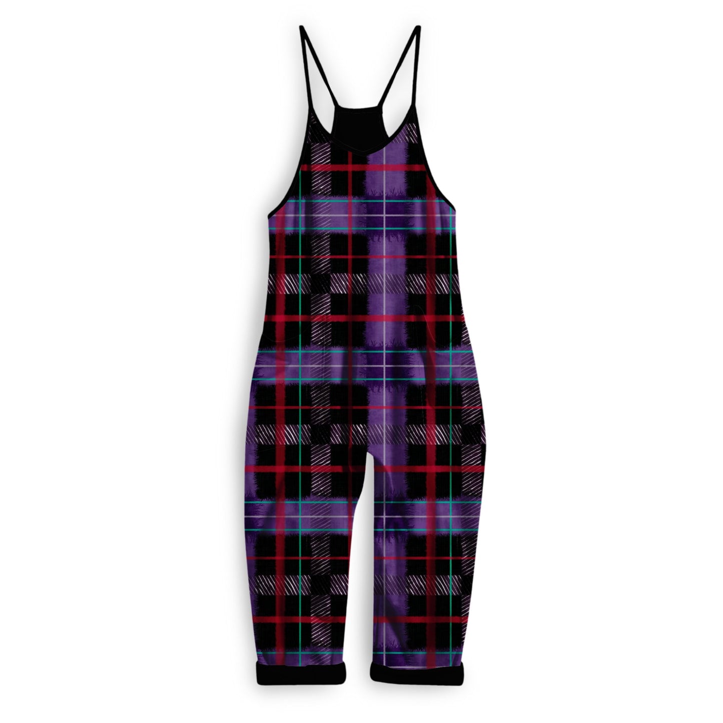 Adult:  Grunge Plaid EMOVERALLS! 90s Bamboo Overalls! Purple, Black- PLAID 90s KIDS!