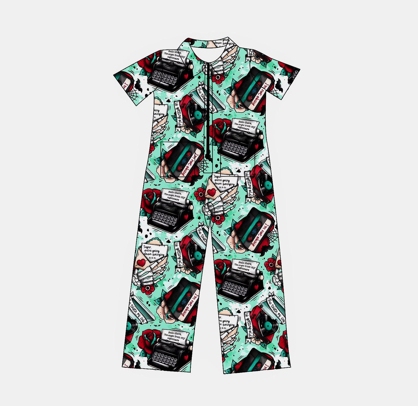 Kids:  NEW EMOTINES Trad Tattoo Check 1960s Mechanic Zip up Vintage Suits! Zip up! Oversized Pockets! MYSPACE