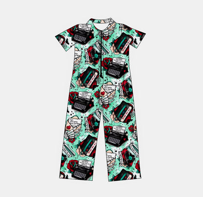 Kids:  NEW EMOTINES Trad Tattoo Check 1960s Mechanic Zip up Vintage Suits! Zip up! Oversized Pockets! MYSPACE