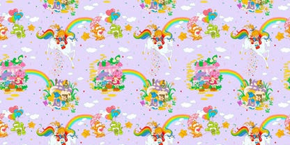Kids + Adult- Magical 1980s Character Moment Sheet Lavender Pastel Babydoll Twirl! Unicorns, Smurfffs, Cute Bears!