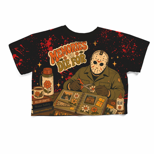 Adult Slasher Summer Memories are to Die For Jason Blood Splatter Retrocore Boxy Shirt! 1970s!