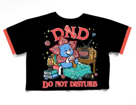 Ready to Ship! Adult-- Bamboo DND 80s Bear + demogorgon Do Not Disturb Retro Ringer Graphic Boxy Tshirt! Horror Nights!