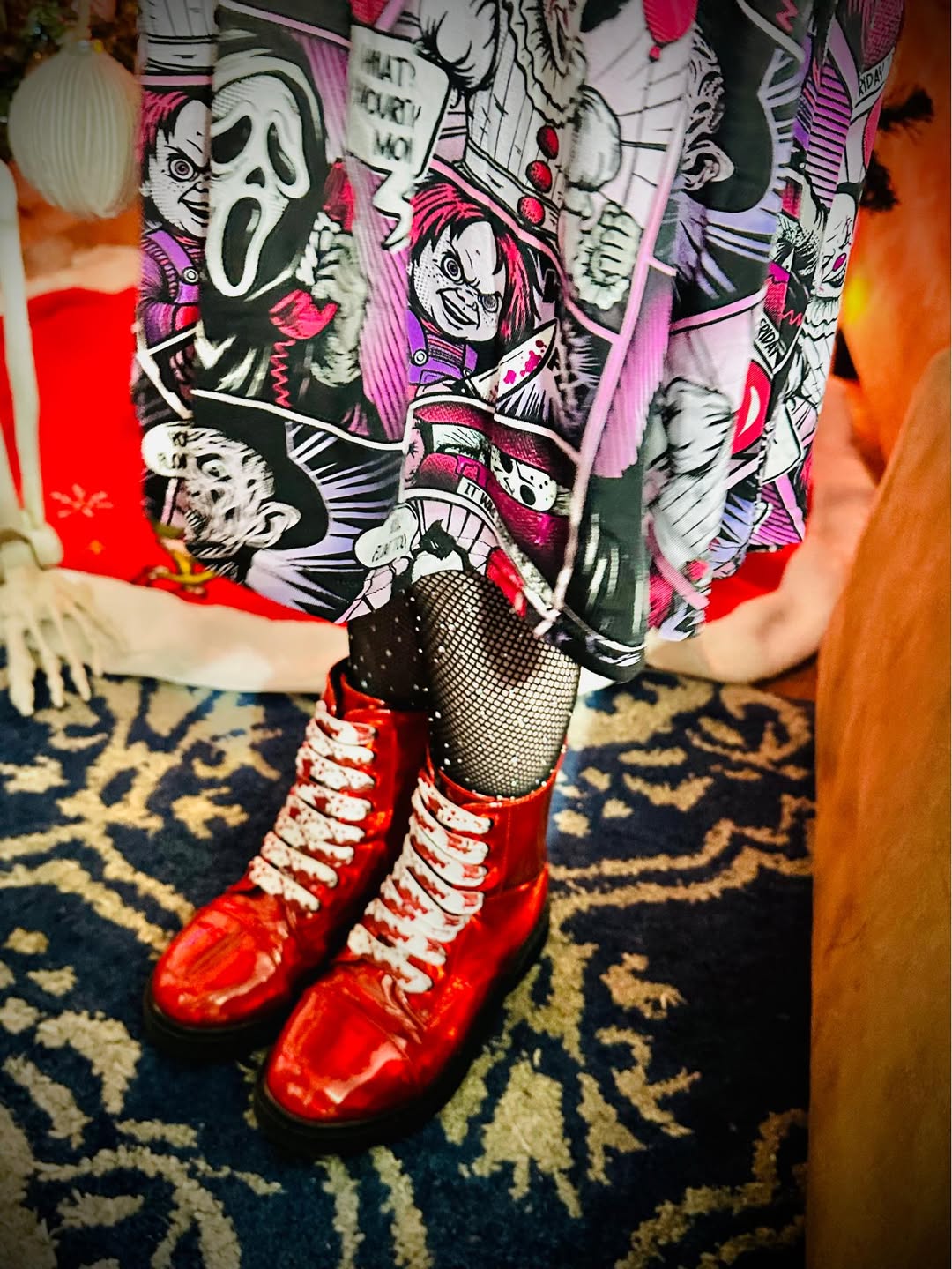 Ready to ship- Adult + Kids- Vintage Horror Comic Pinky Goth BamBOOO Twirl Dress! SCREAM + CHUCK! Whats your Fav Scary Movie!
