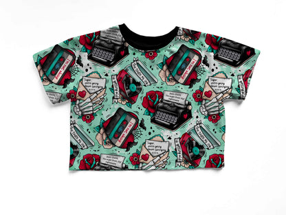 Adult Bamboo BOXY EMOTINES Traditional Tattoo Myspace or Yours Boxy Tshirt! EMOTINES!