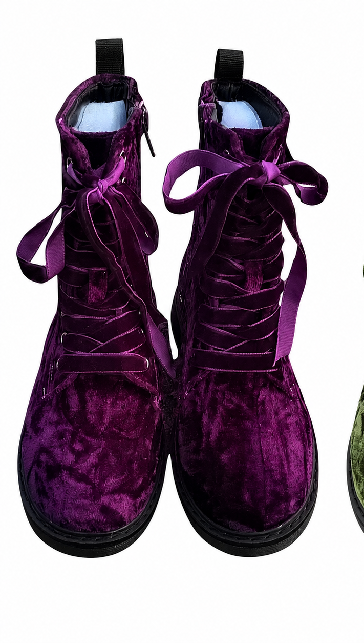 Kids + Adult 1990s Crushed Velvet Moody Purple Retro Combats!