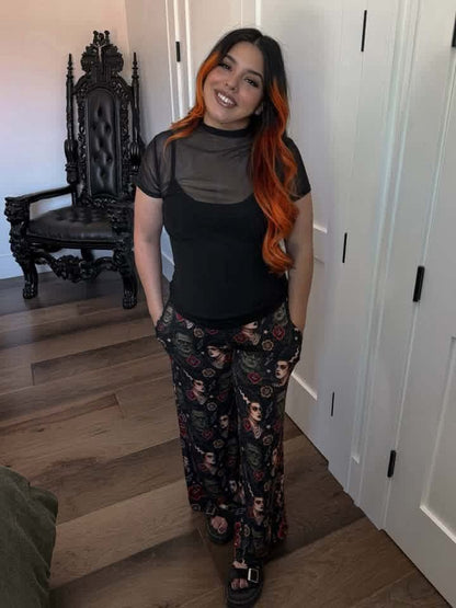 Adult: Goosybumps + Horrorland Spider Web Split Print Ghoulchella Pants! Wide Leg + 3 Inseams! Scary Stories!