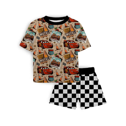 Ready to Ship! Kids- Lightning Cars Fast Carsss Bamboo Shortie Set! McQueen! Not So SCARY!