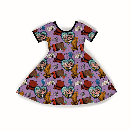 Ready to Ship -Kids -Up Purple Love + Adventure Story Bamboo Twirl Dress! ! Happiest place on earth! Up Twirl! Not So SCARY!
