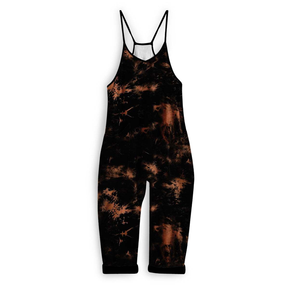 Ready to Ship Adult: The Black + Rust Tie Dye Bamboo Overalls! Magical Basics! Comfy + Oversized Horror NIghts!