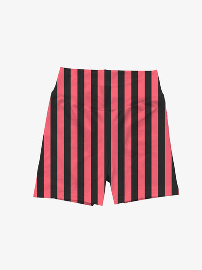 Ready to Ship! Adult Circuscore Funhaus Horror Clown Striped Pink + Black Bamboo Biker Shorts! Thick Waistband + Soft and comfy! Horror Nights!