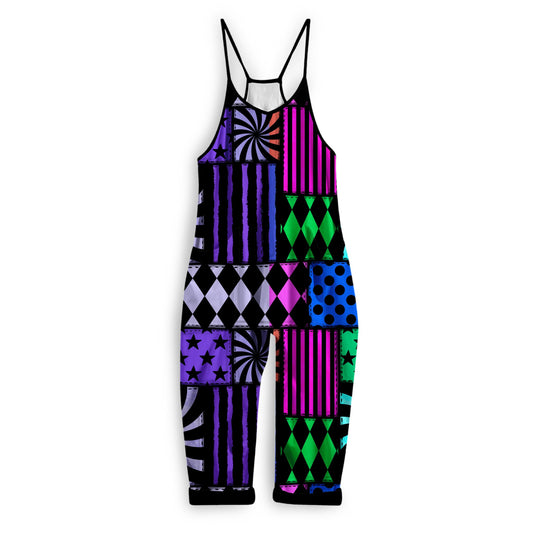 Ready to Ship -Kids + Adult: Adult: FunHAUS Circuscore Dopamine BamBOO overalls! Bright + Colorful! HORROR CLOWNS