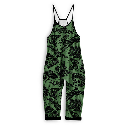 Ready to SHip! Kids + Adult: Forest Witchy Botanical Practically Magic Bamboo Cottagecore Overalls! Magical Frogs, Whimsica!