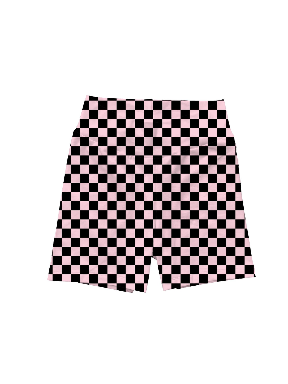 Ready to Ship Adult: The Pink + black Check Punk Pastel Biker Shorts! Yoga Waistband!