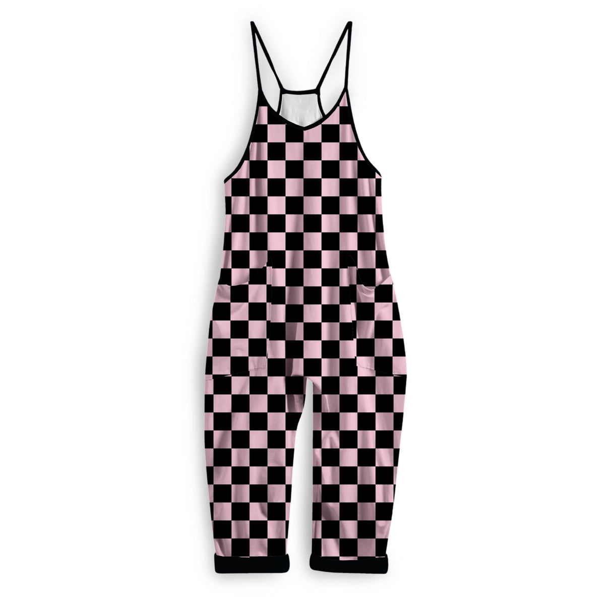 Ready to Ship- Kids + Adult: Pink + Black Check Retro BamBOO overalls! Pastel magic! Horror Nights!